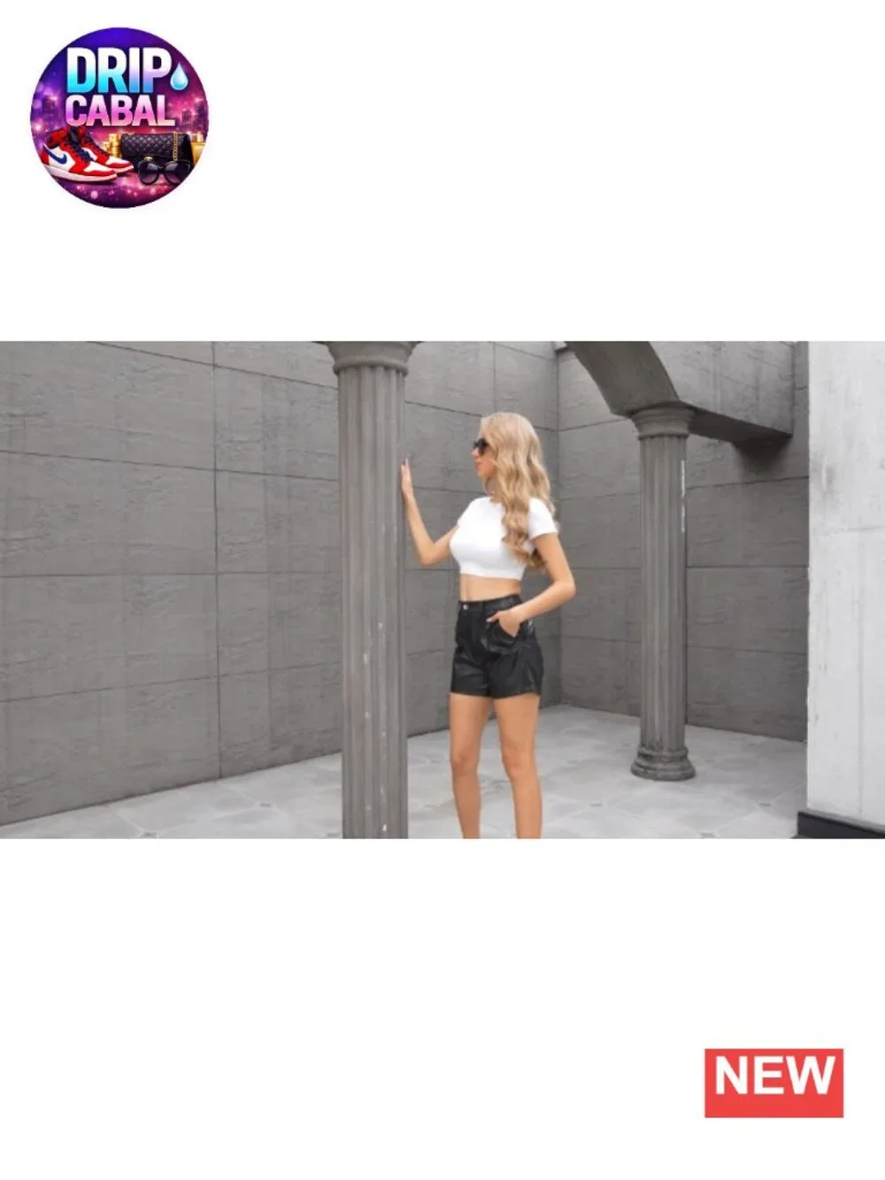 Women's High Waisted PU Faux Leather Skort Skirt Shorts Elastic Back